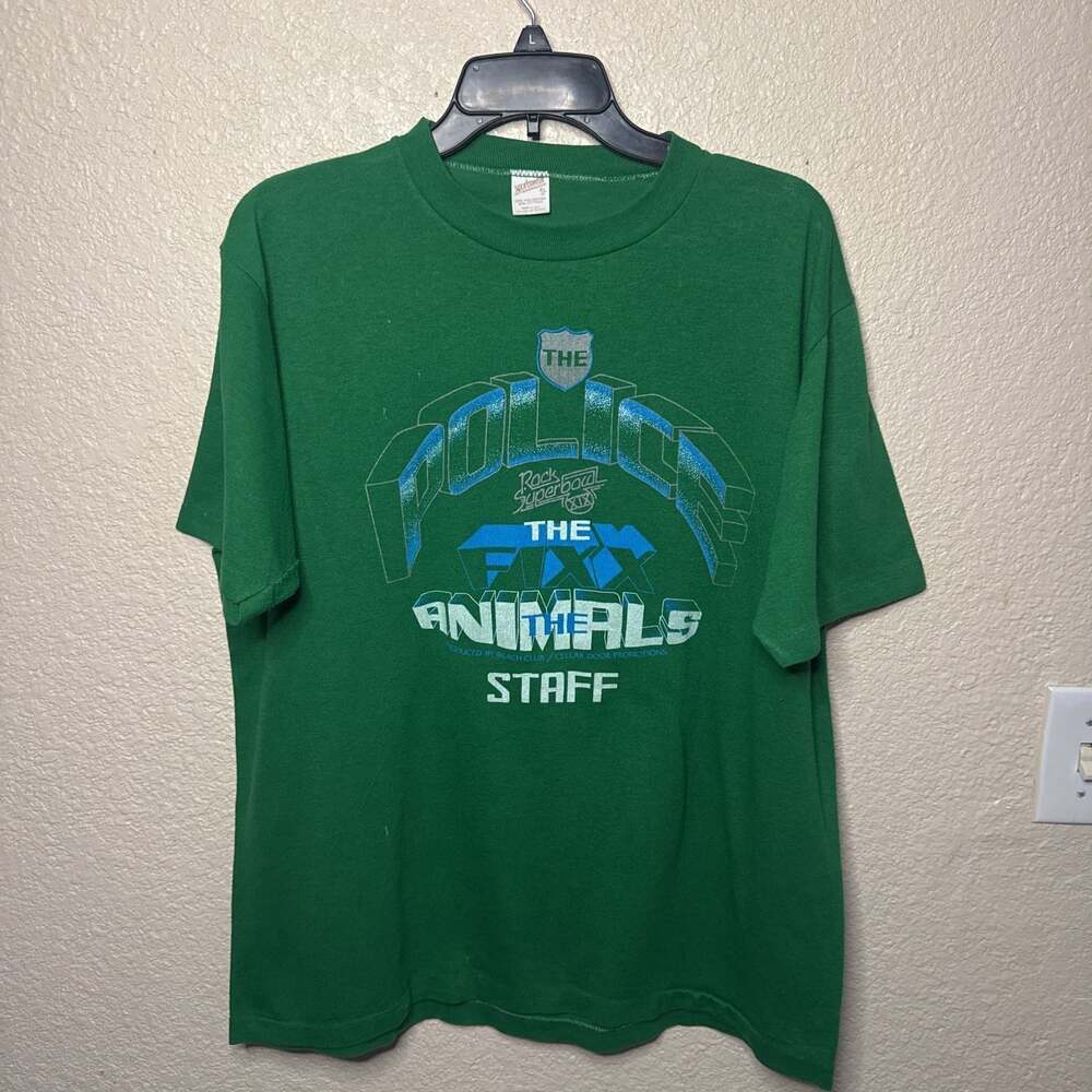 Vintage 1983 The Police The Fixx The Animals Rock SuperBowl T-Shirt. Size XL.